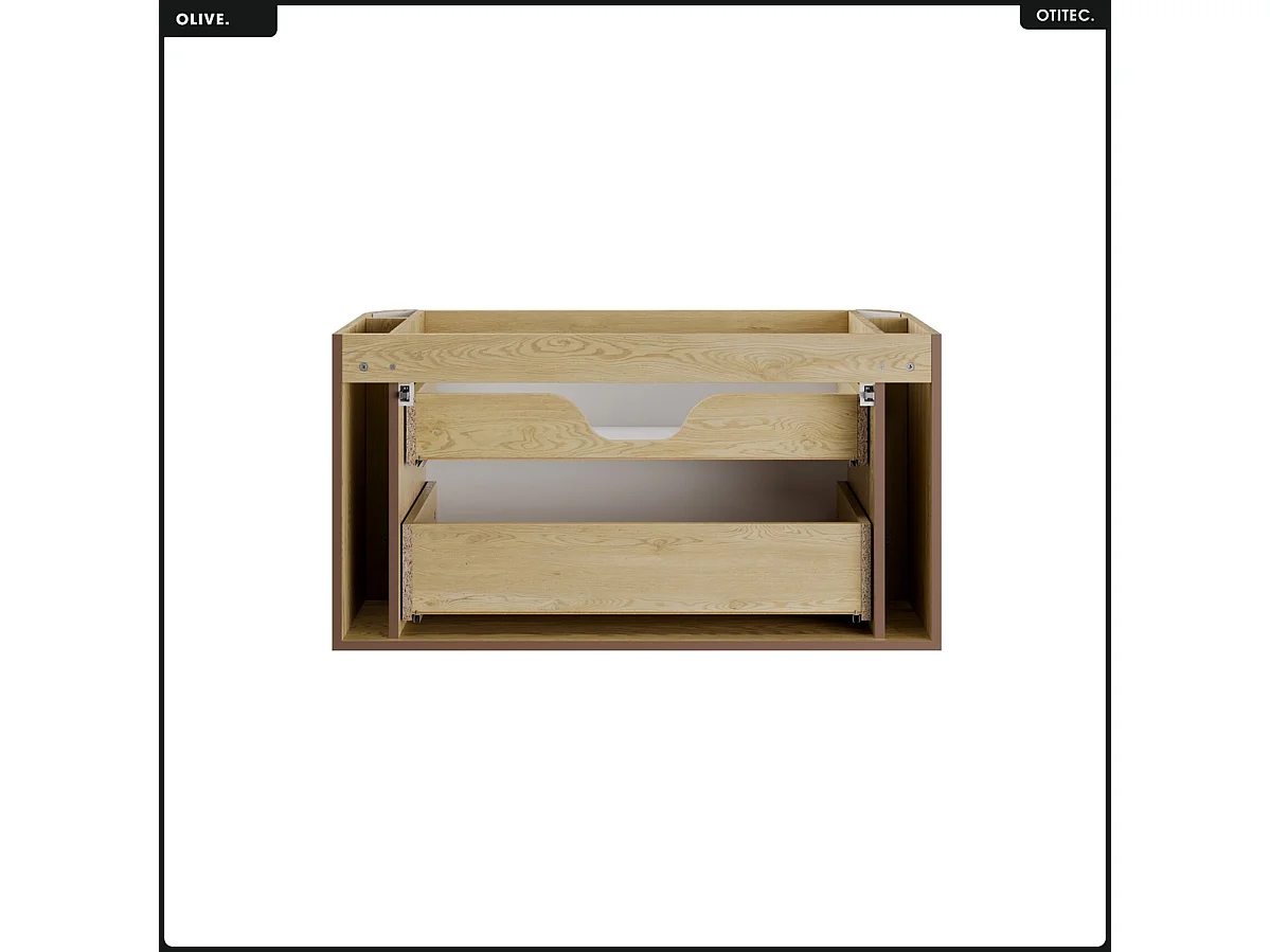 Meuble sous vasque - H.52 x L.100 x P.45 - OLIVE - Chêne