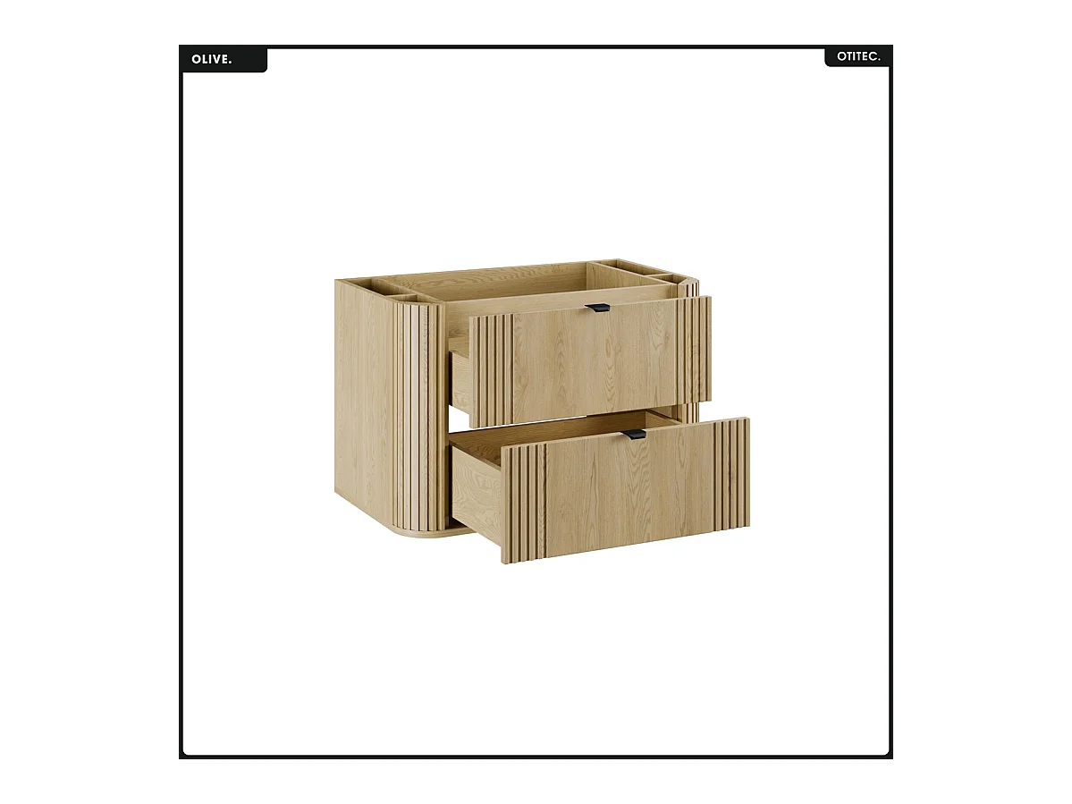 Meuble sous vasque - H.52 x L.80 x P.45 - OLIVE - Chêne