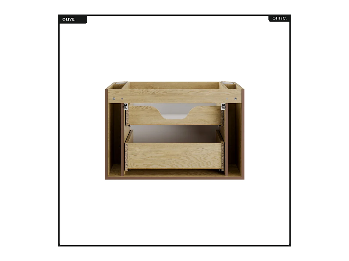 Meuble sous vasque - H.52 x L.80 x P.45 - OLIVE - Chêne