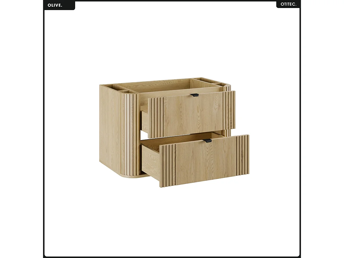 Meuble sous vasque - H.52 x L.80 x P.45 - OLIVE - Chêne