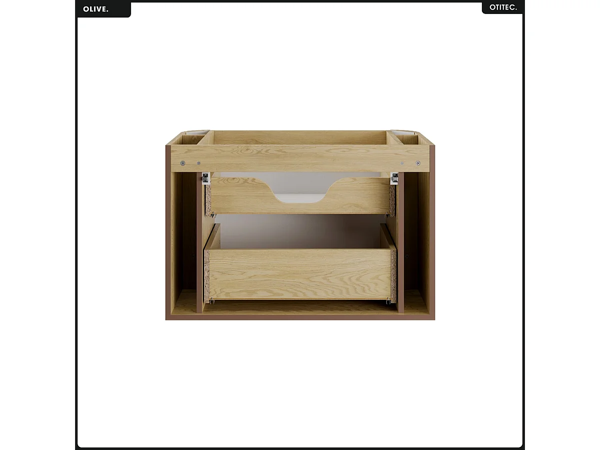 Meuble sous vasque - H.52 x L.80 x P.45 - OLIVE - Chêne