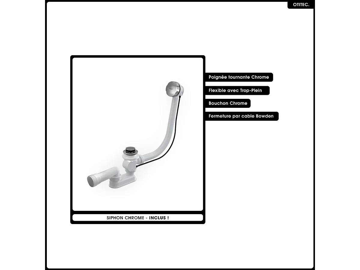 Baignoire asymétrique - 150 x 75 cm - Gauche - Siphon Chrome & Pieds - INCLUS - NOIR - AVITA A-LINE