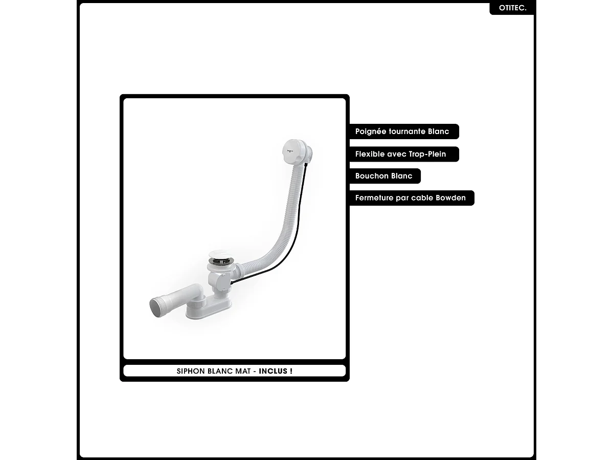 Baignoire asymétrique - 160 x 75 cm - Gauche - Siphon Blanc & Pieds - INCLUS - NOIR - AVITA A-LINE