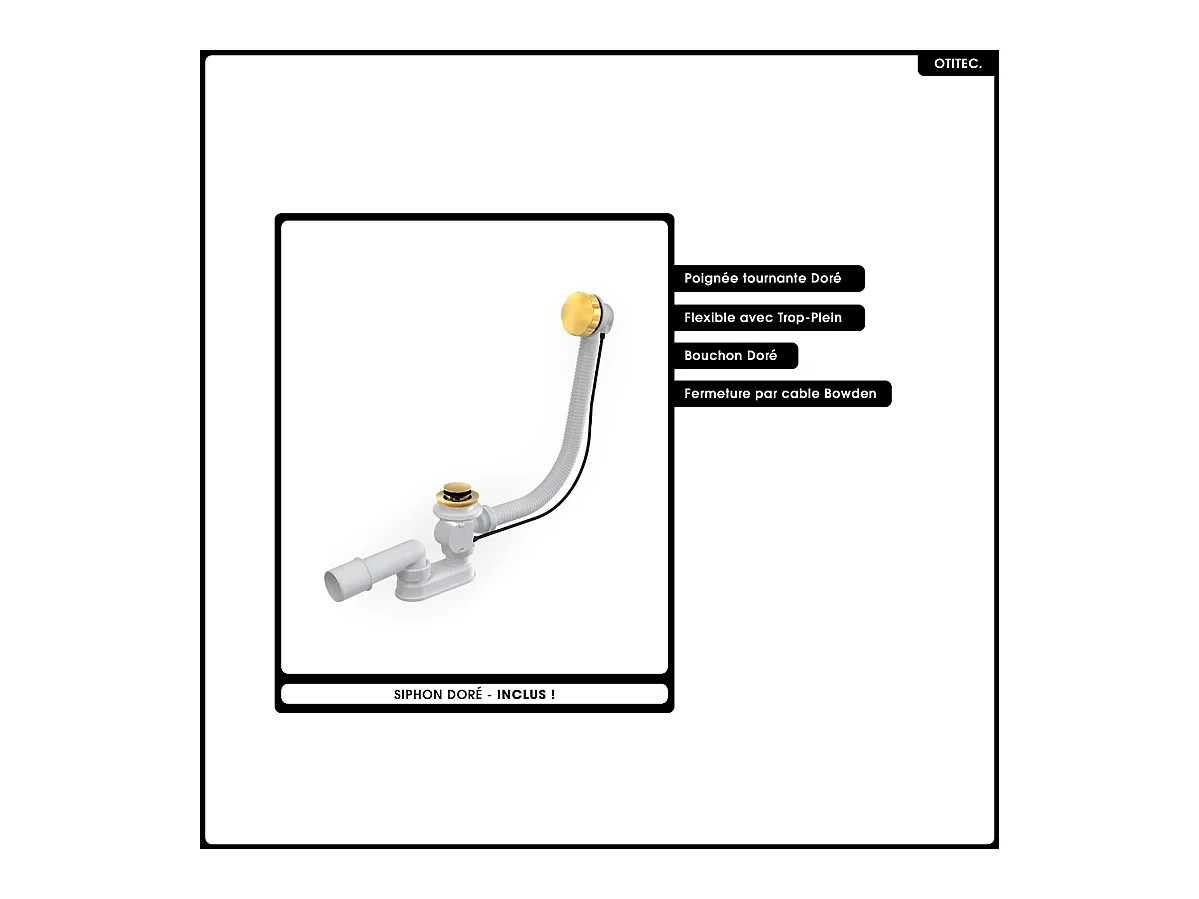 Baignoire asymétrique - 160 x 75 cm - Gauche - Siphon Doré & Pieds - INCLUS - NOIR - AVITA A-LINE