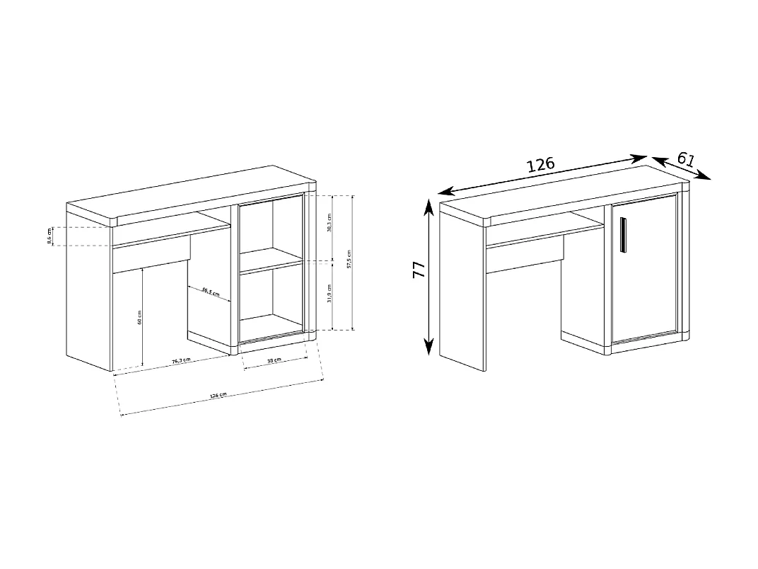 Bureau- H.77 x L.126x P.61 - VALLAS - sonoma