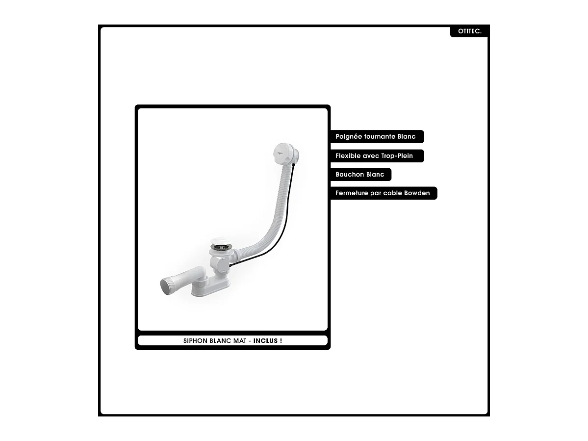 Baignoire asymétrique - 160 x 75 cm - Droite - Siphon Blanc & Pieds - INCLUS - NOIR - AVITA A-LINE