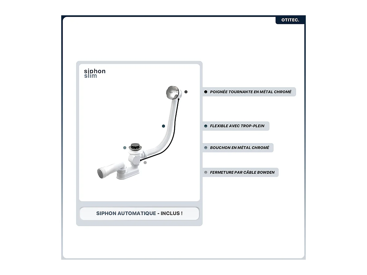 Baignoire asymétrique - 160 x 75 cm - Gauche - avec Tablier Rainuré - Siphon Chrome & Pieds - INCLUS - AVITA WHITE