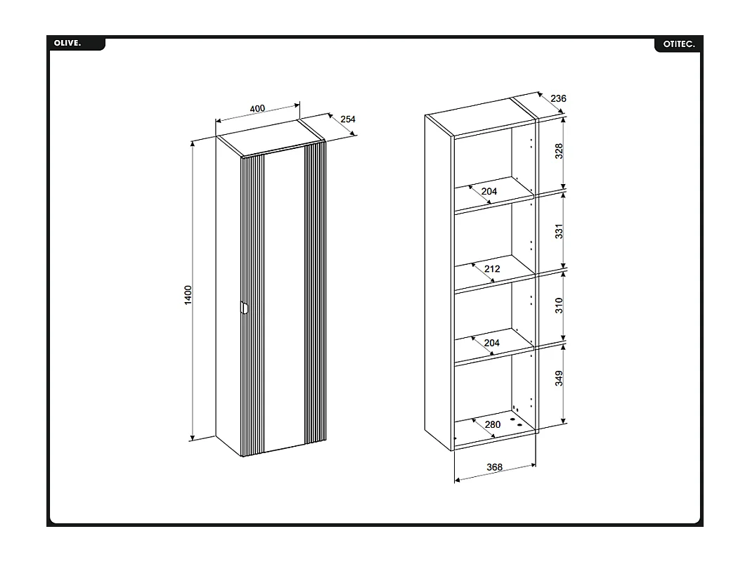Colonne de salle de bain - H.140 x L.40 x P.25 - OLIVE - Chêne