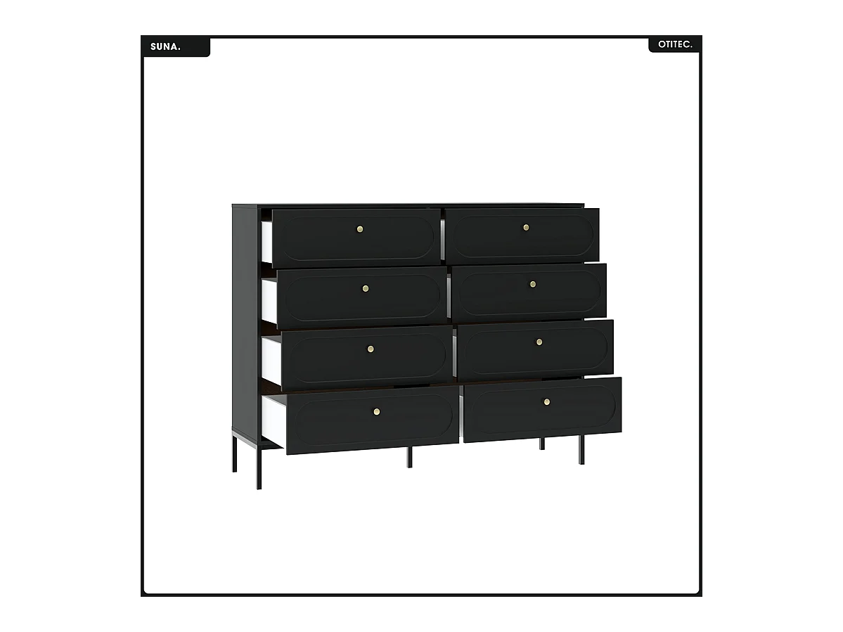Commode - H.115 x L.150 x P.40 - SUNA - NOIR