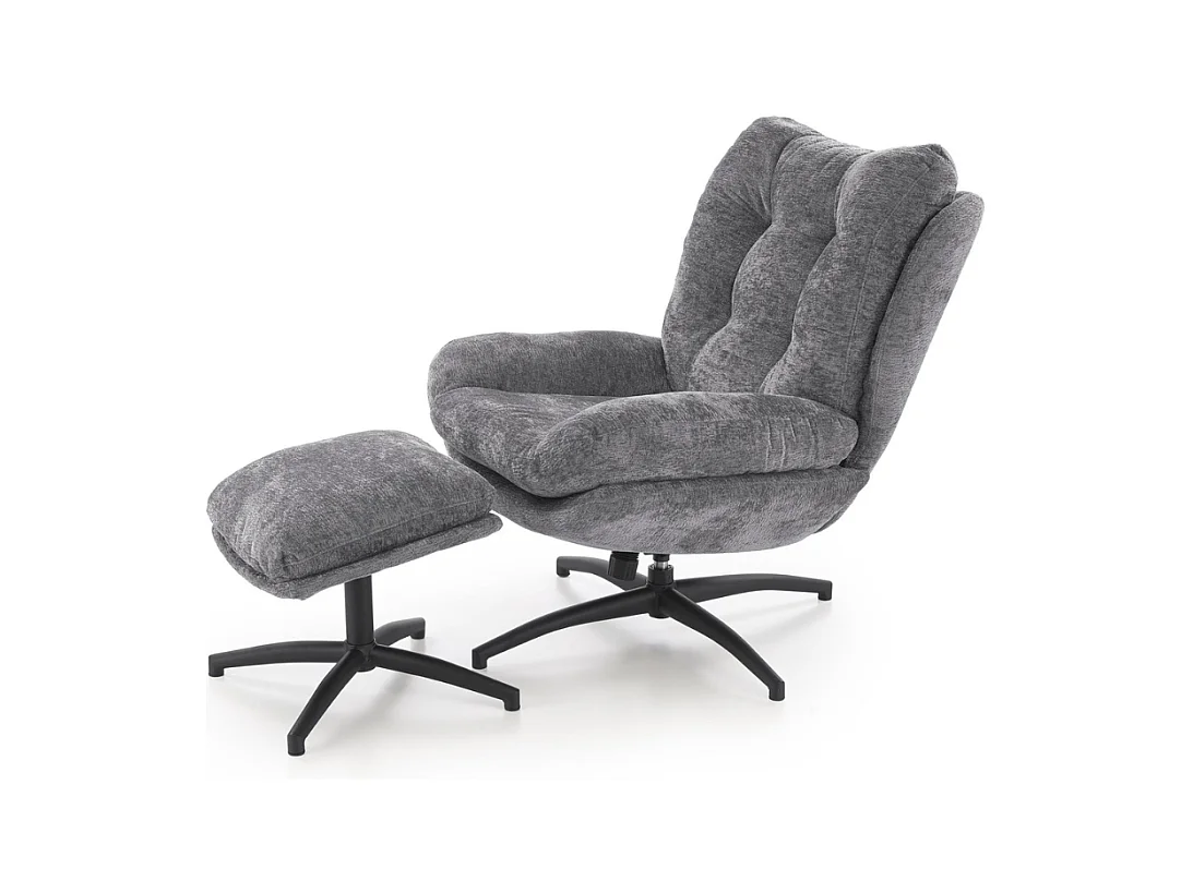 Fauteuil avec repose-pieds en tissu gris avec bascule Gasper
