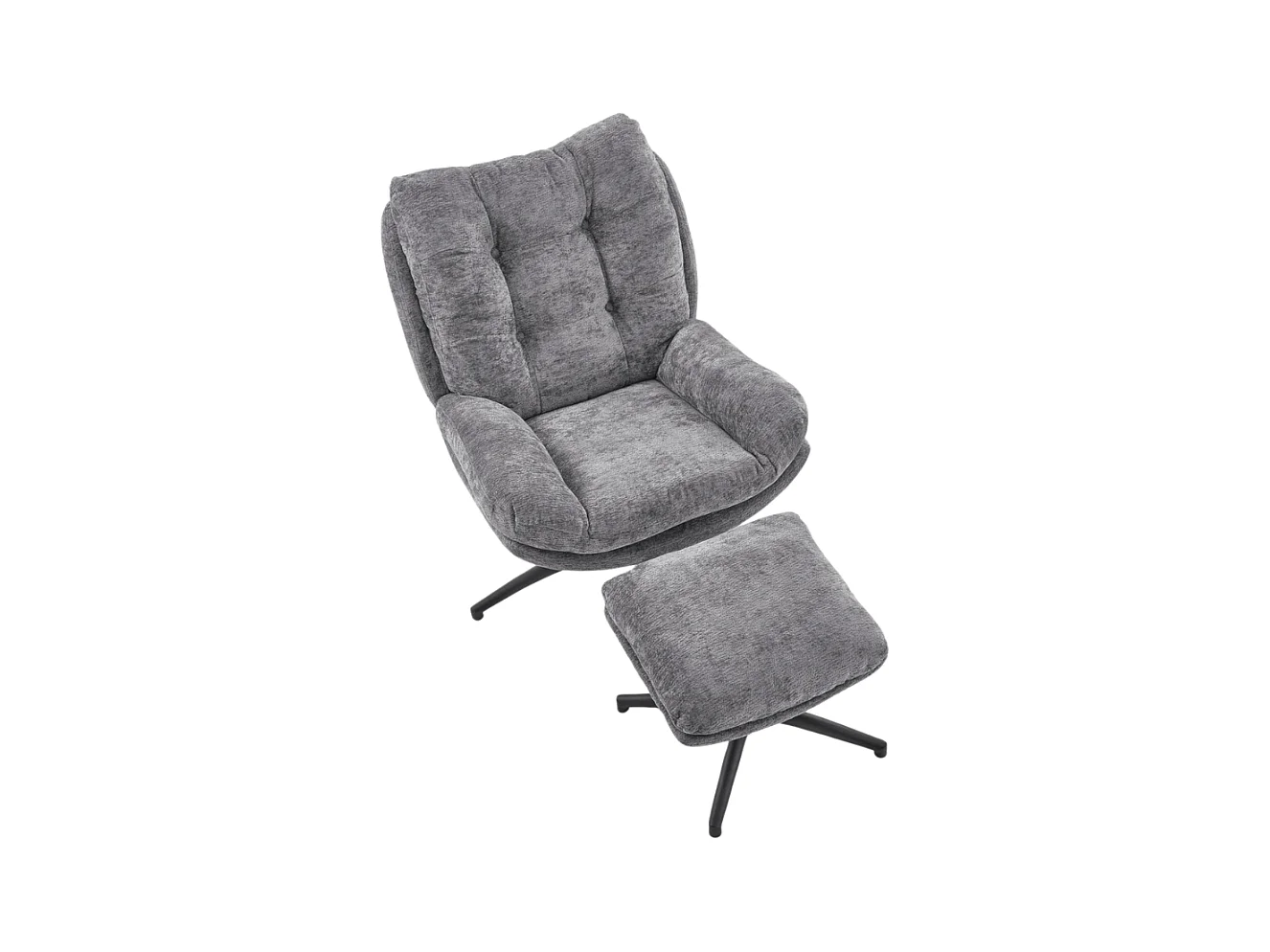 Fauteuil avec repose-pieds en tissu gris avec bascule Gasper