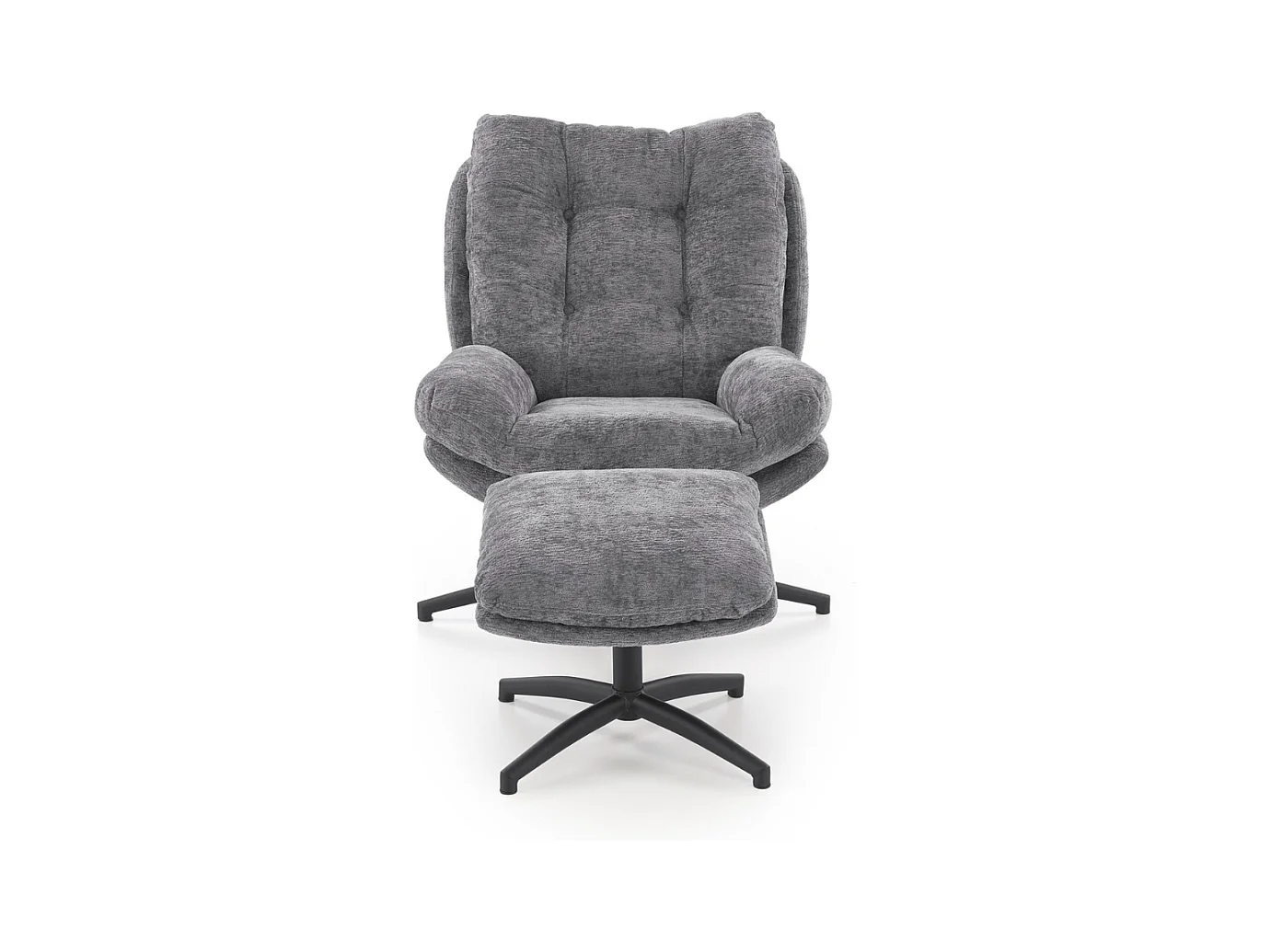 Fauteuil avec repose-pieds en tissu gris avec bascule Gasper
