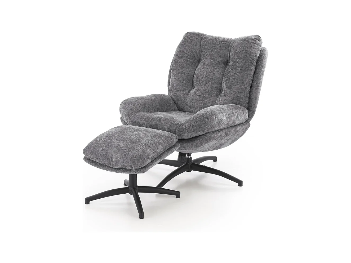 Fauteuil avec repose-pieds en tissu gris avec bascule Gasper