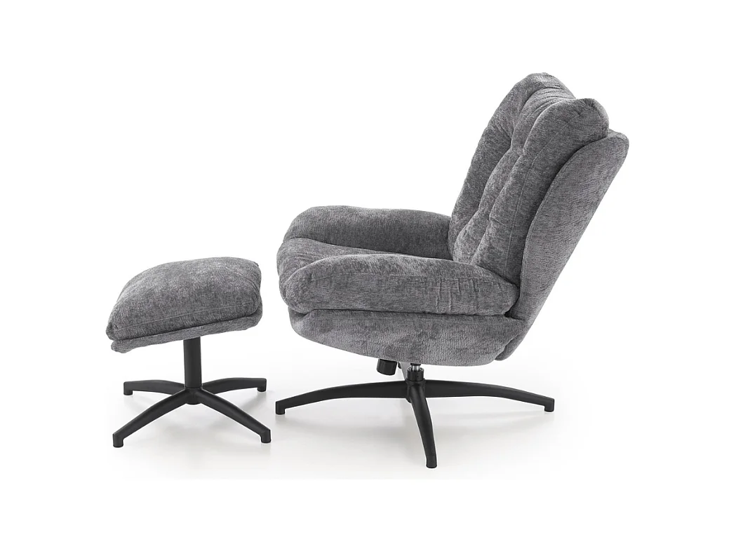 Fauteuil avec repose-pieds en tissu gris avec bascule Gasper