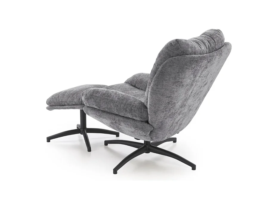 Fauteuil avec repose-pieds en tissu gris avec bascule Gasper