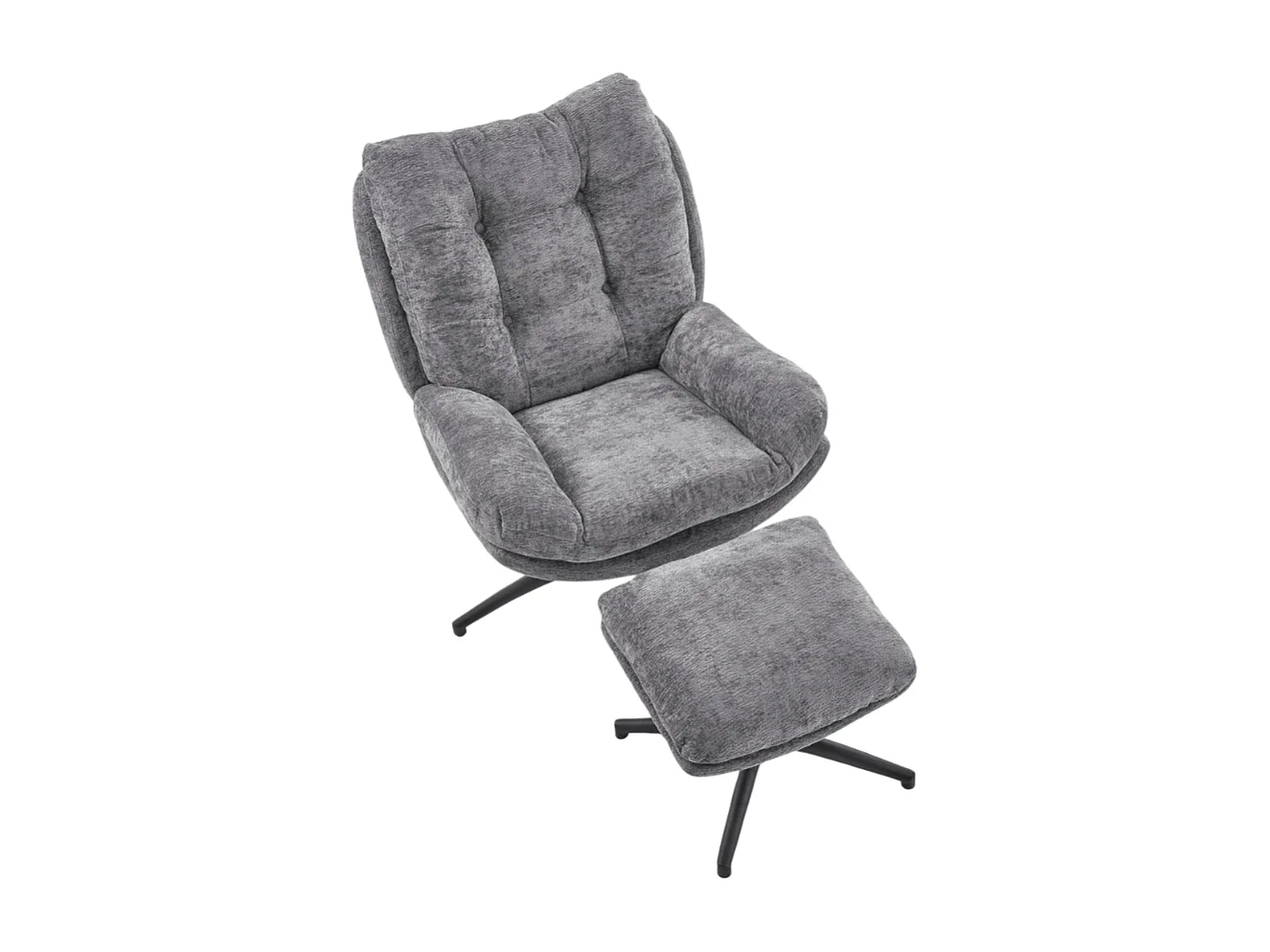Fauteuil avec repose-pieds en tissu gris avec bascule Gasper
