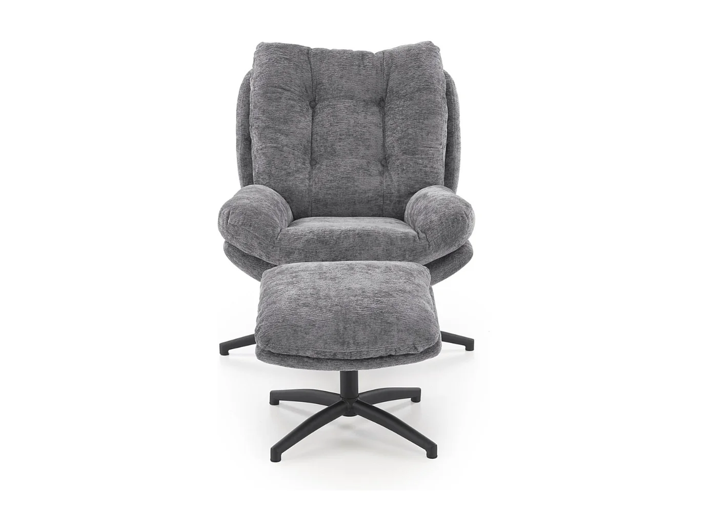 Fauteuil avec repose-pieds en tissu gris avec bascule Gasper