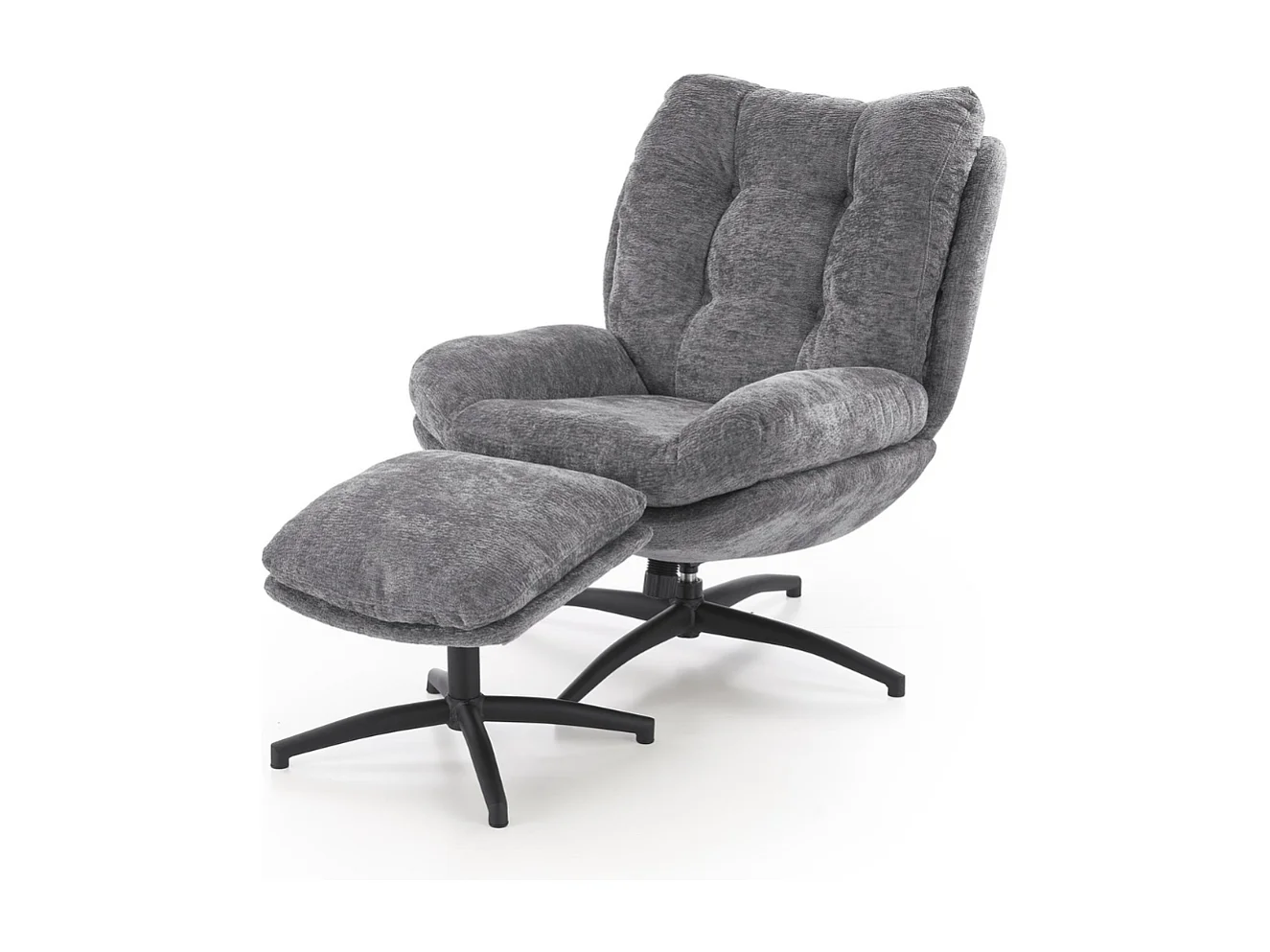 Fauteuil avec repose-pieds en tissu gris avec bascule Gasper