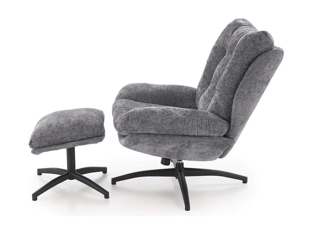 Fauteuil avec repose-pieds en tissu gris avec bascule Gasper
