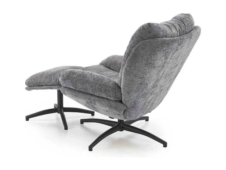 Fauteuil avec repose-pieds en tissu gris avec bascule Gasper