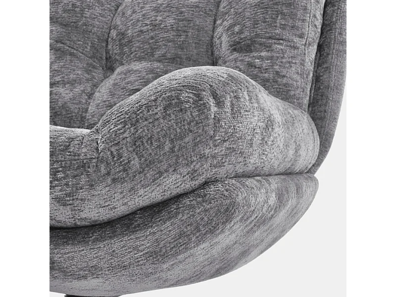 Fauteuil avec repose-pieds en tissu gris avec bascule Gasper