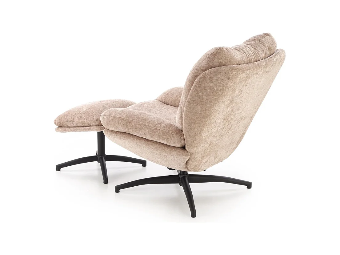 Fauteuil et repose pieds en tissu beige avec bascule Gasper