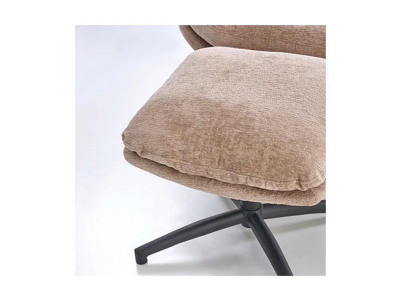 Sillón y reposapiés de tela beige con balancín Gasper