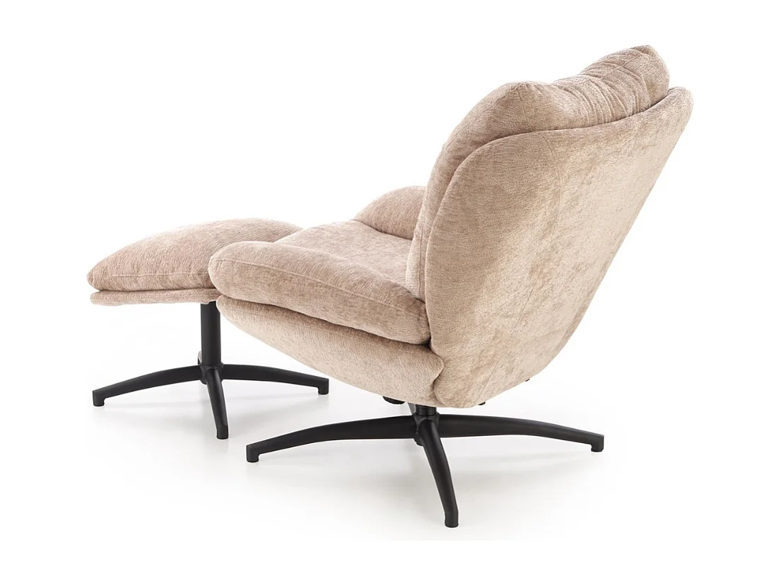 Sillón y reposapiés de tela beige con balancín Gasper