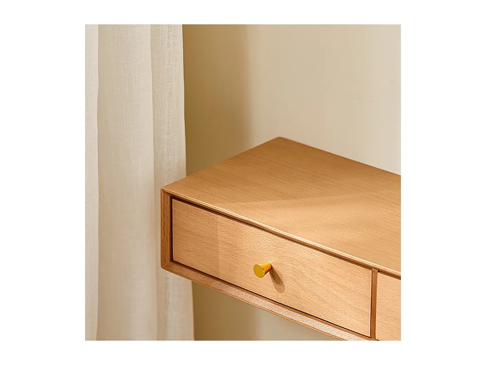 SoBuy Wandregal mit 2 Schubladen aus massiver Buche natur, 60x20x10 cm, FHK37-N