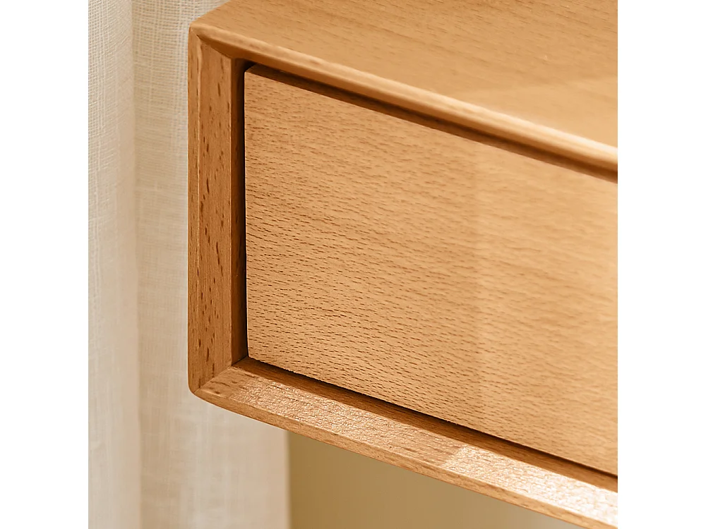 Regał wiszący z 2 szufladami, z litego buka naturalnego 60x20x10 cm do sypialni