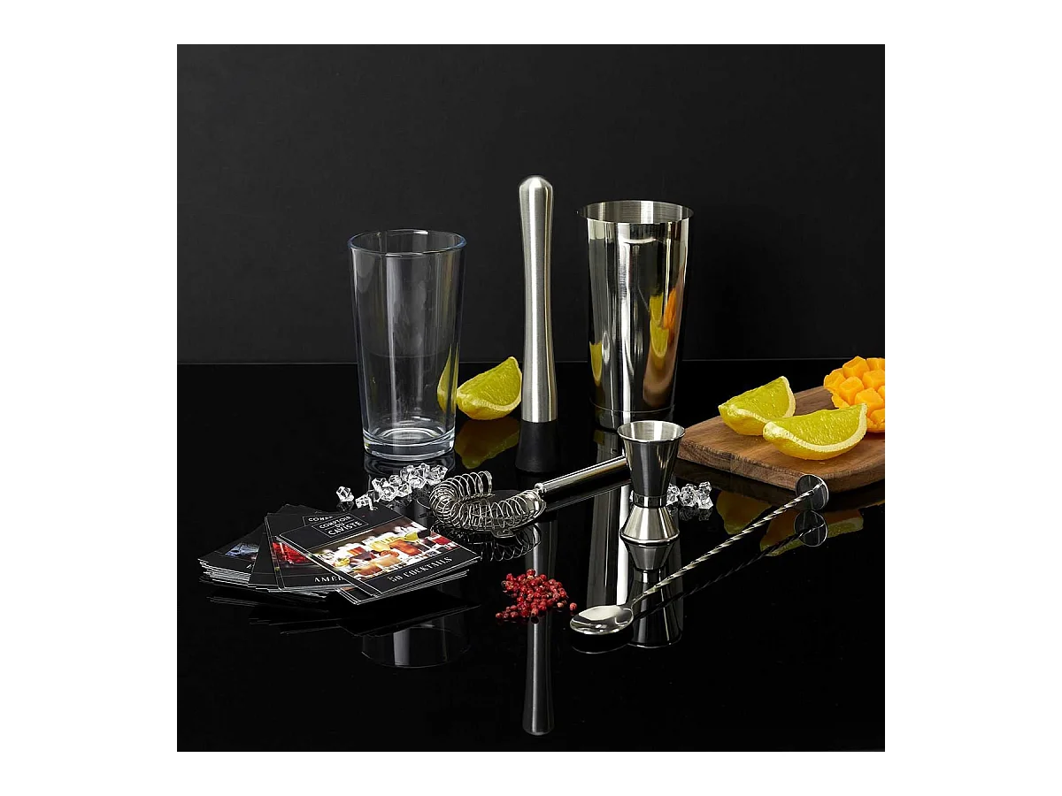 Set à Cocktail 5 Accessoires avec 50 Recettes - SUNRISE