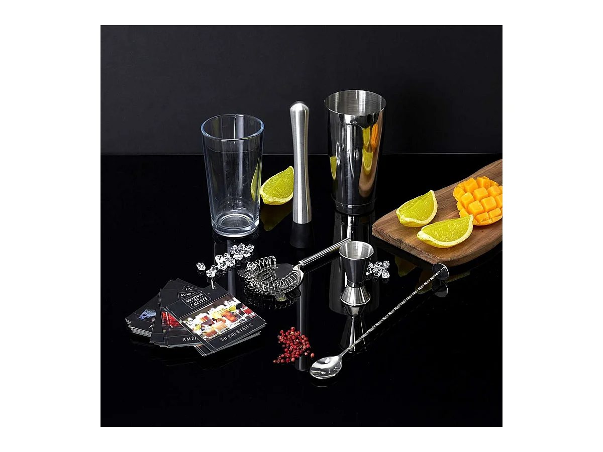 Set à Cocktail 5 Accessoires avec 50 Recettes - SUNRISE