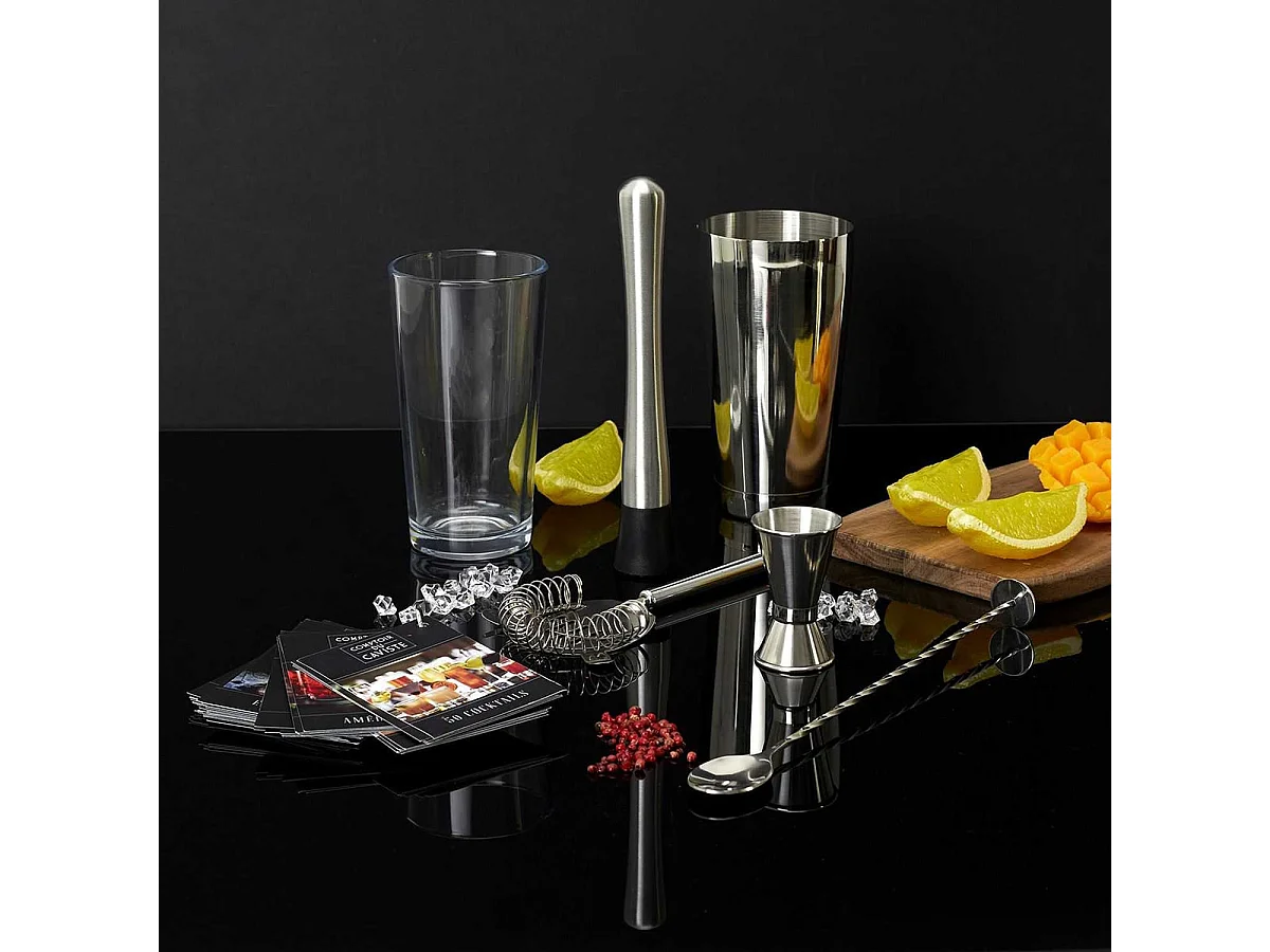 Set à Cocktail 5 Accessoires avec 50 Recettes - SUNRISE