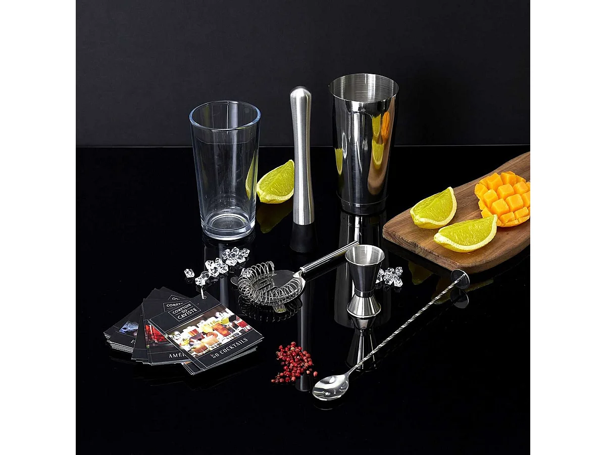 Set à Cocktail 5 Accessoires avec 50 Recettes - SUNRISE