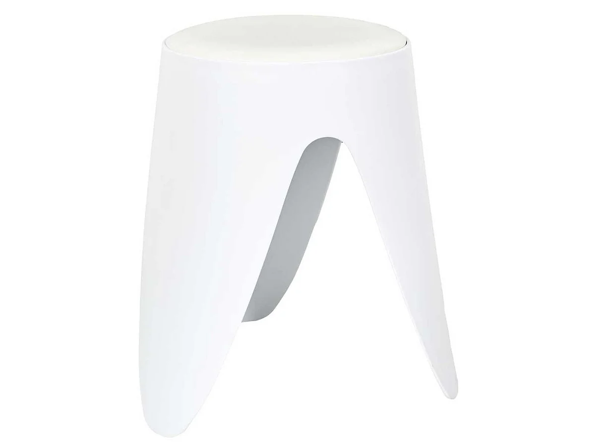 Tabouret Blanc Tulipe en Polypropylène Empilable Ø46 cm - QARIS
