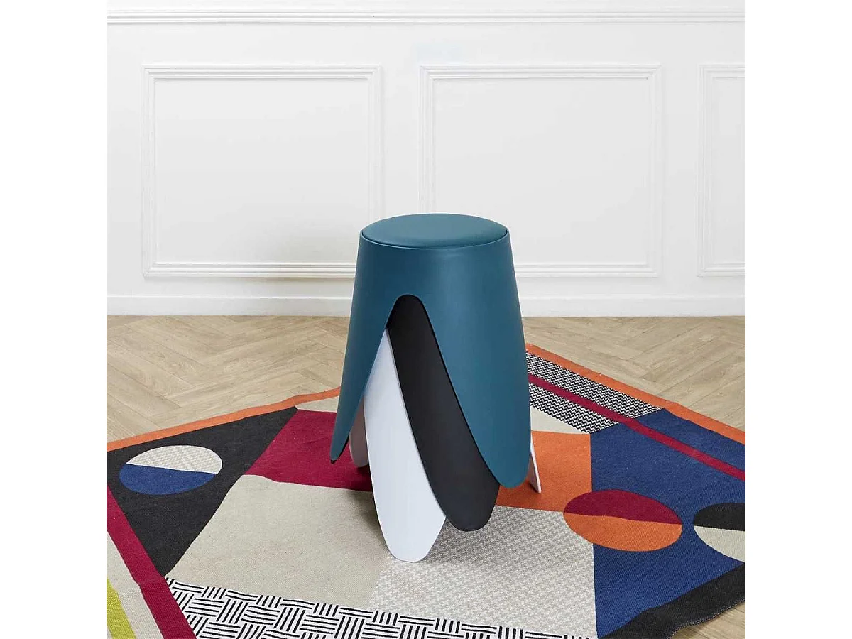 Tabouret Blanc Tulipe en Polypropylène Empilable Ø46 cm - QARIS