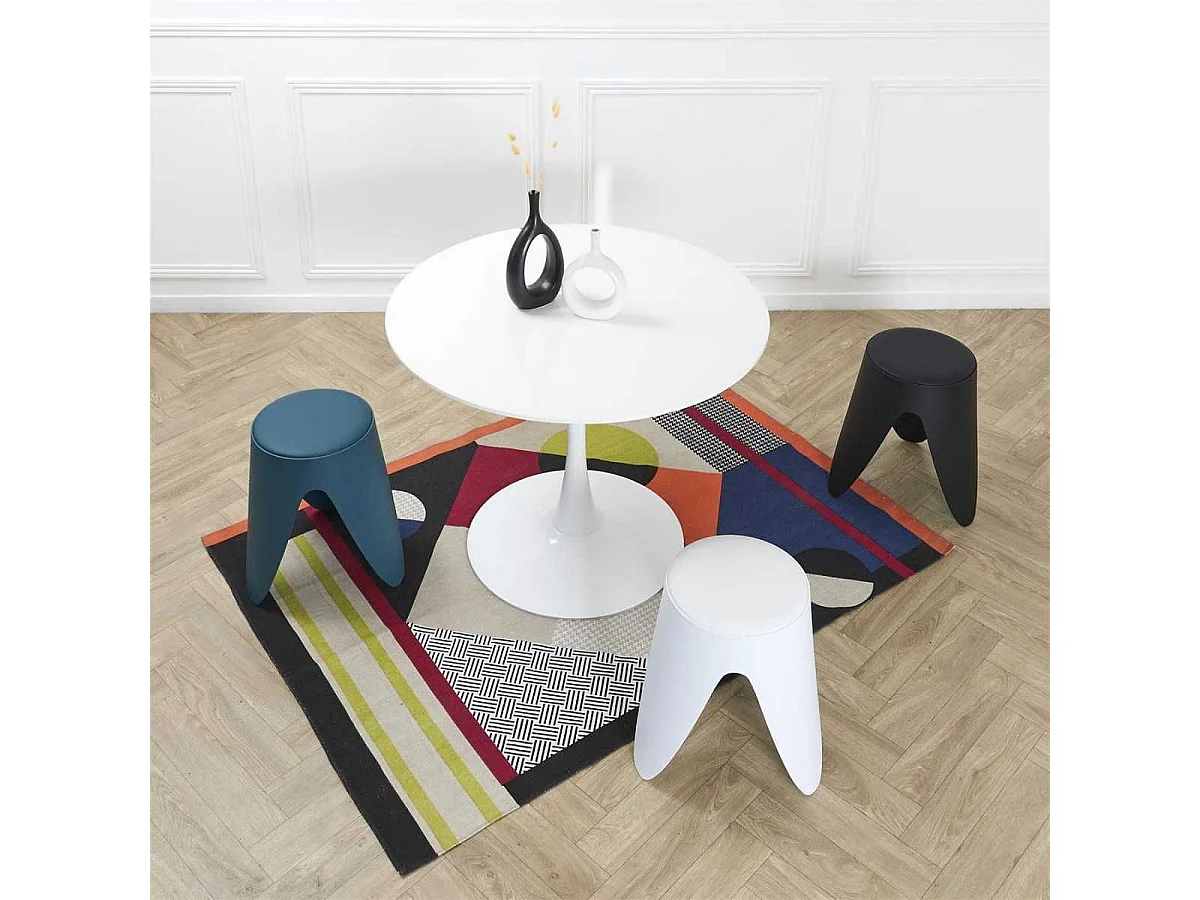 Tabouret Blanc Tulipe en Polypropylène Empilable Ø46 cm - QARIS