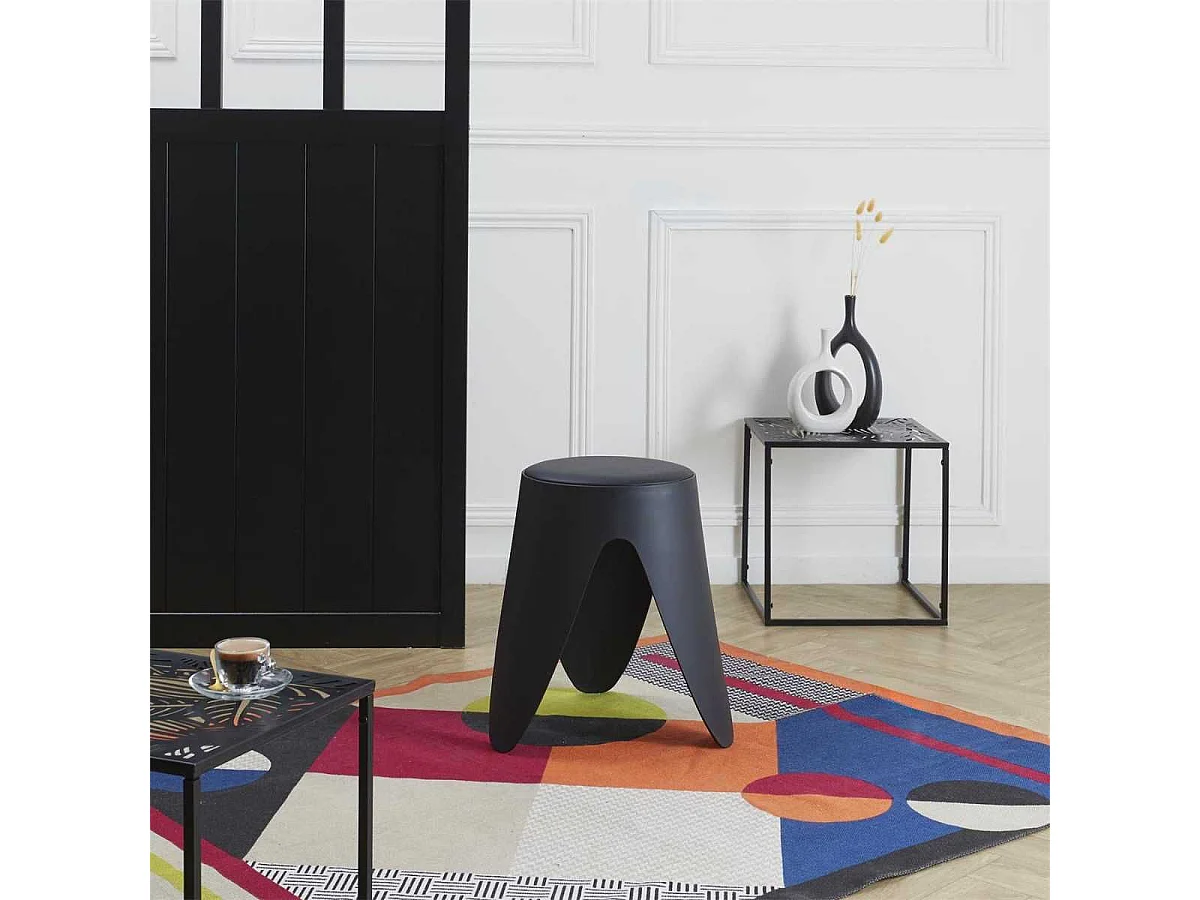 Tabouret Noir 46 cm - QARIS