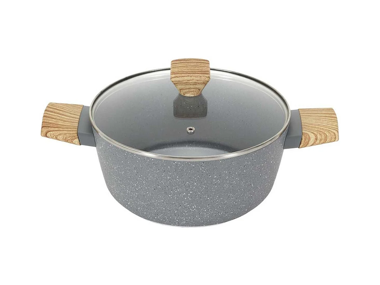 Faitout Aluminium Forgé 28cm avec Manche Effet Bois - Tous Feux (Induction), Compatible Lave-Vaisselle, Antiadhésif - PELAN