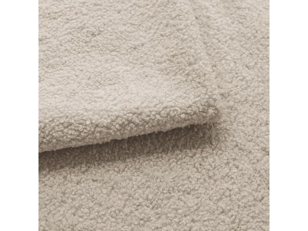 BESILIO Łóżko tapicerowane Boucle 120x200 Velora- stelaż listwowy, wezgłowie, pojemnik, łóżko slim - Kremowy
