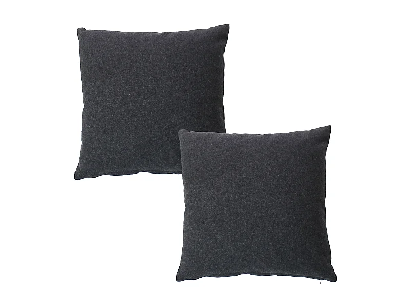 2 coussins carré, déhoussable, gris foncé, aspect chiné, collection Dune