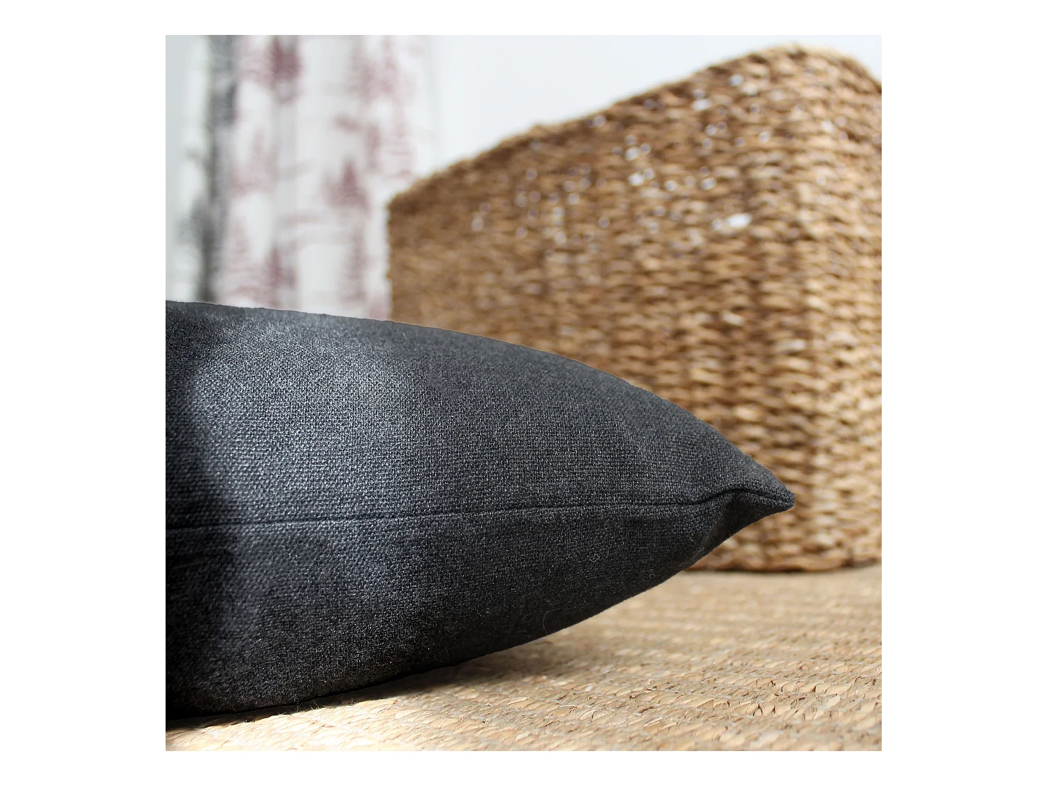 2 coussins carré, déhoussable, gris foncé, aspect chiné, collection Dune