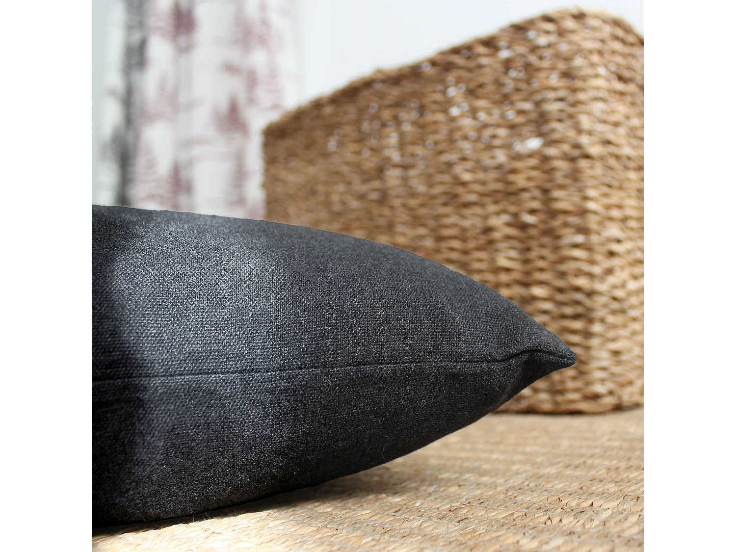 2 coussins carré, déhoussable, gris foncé, aspect chiné, collection Dune