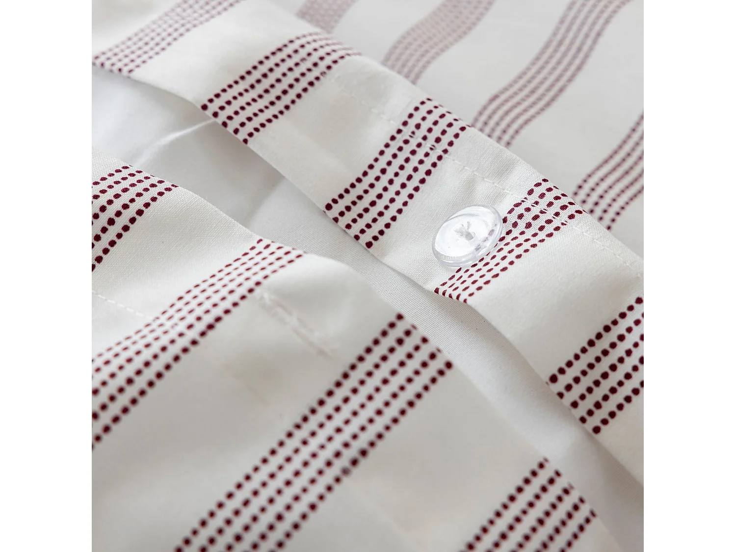 Parure de lit 260x240 coton à rayures bordeaux Terre de Nuit Pointillé