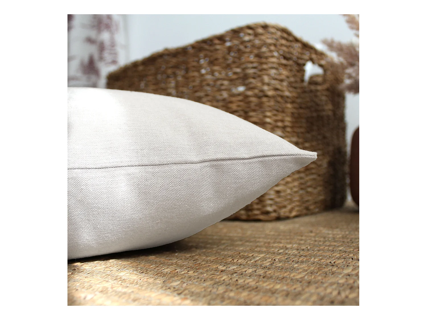 2 vierkante kussens, afneembare hoes, ecru, gemêleerde look, Dune collectie