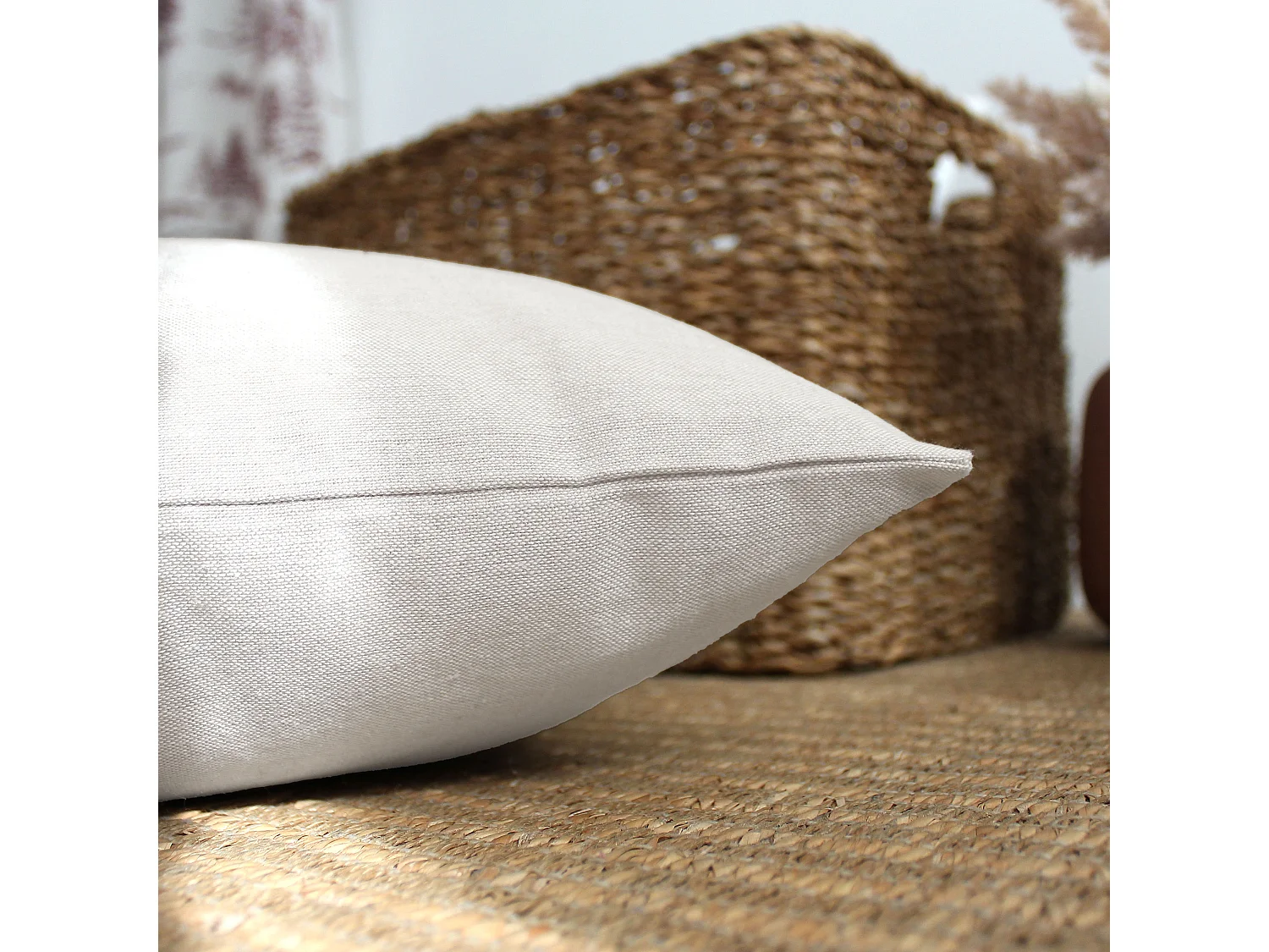 2 coussins carré, déhoussable, écru, aspect chiné, collection Dune