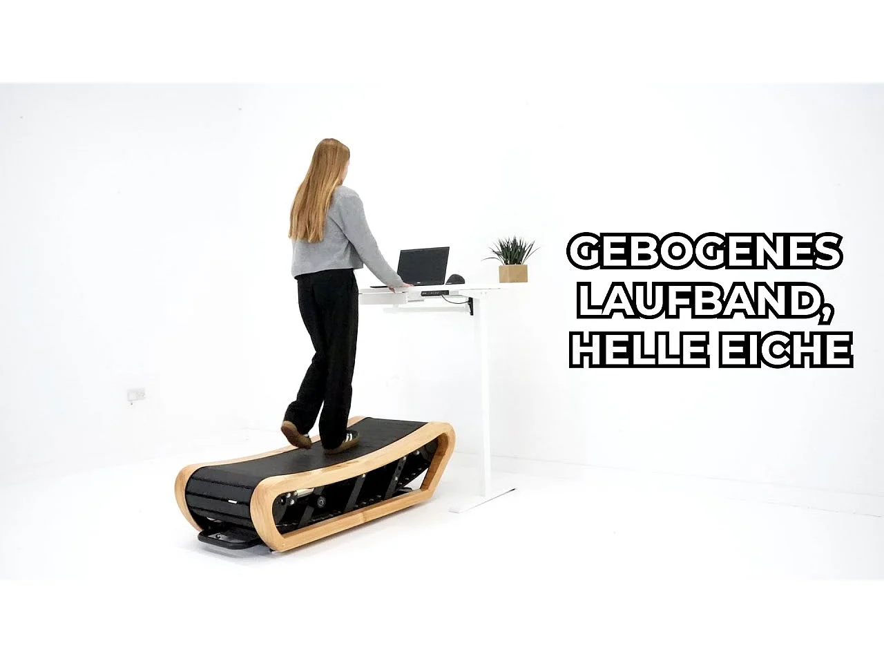 Tapis de Course Courbé Chêne Sous-Bureau Manuel Alimenté Silencieux Maison