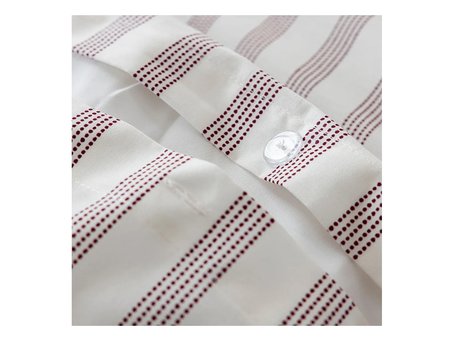 Parure de lit 200x200 coton à rayures bordeaux Terre de Nuit Pointillé
