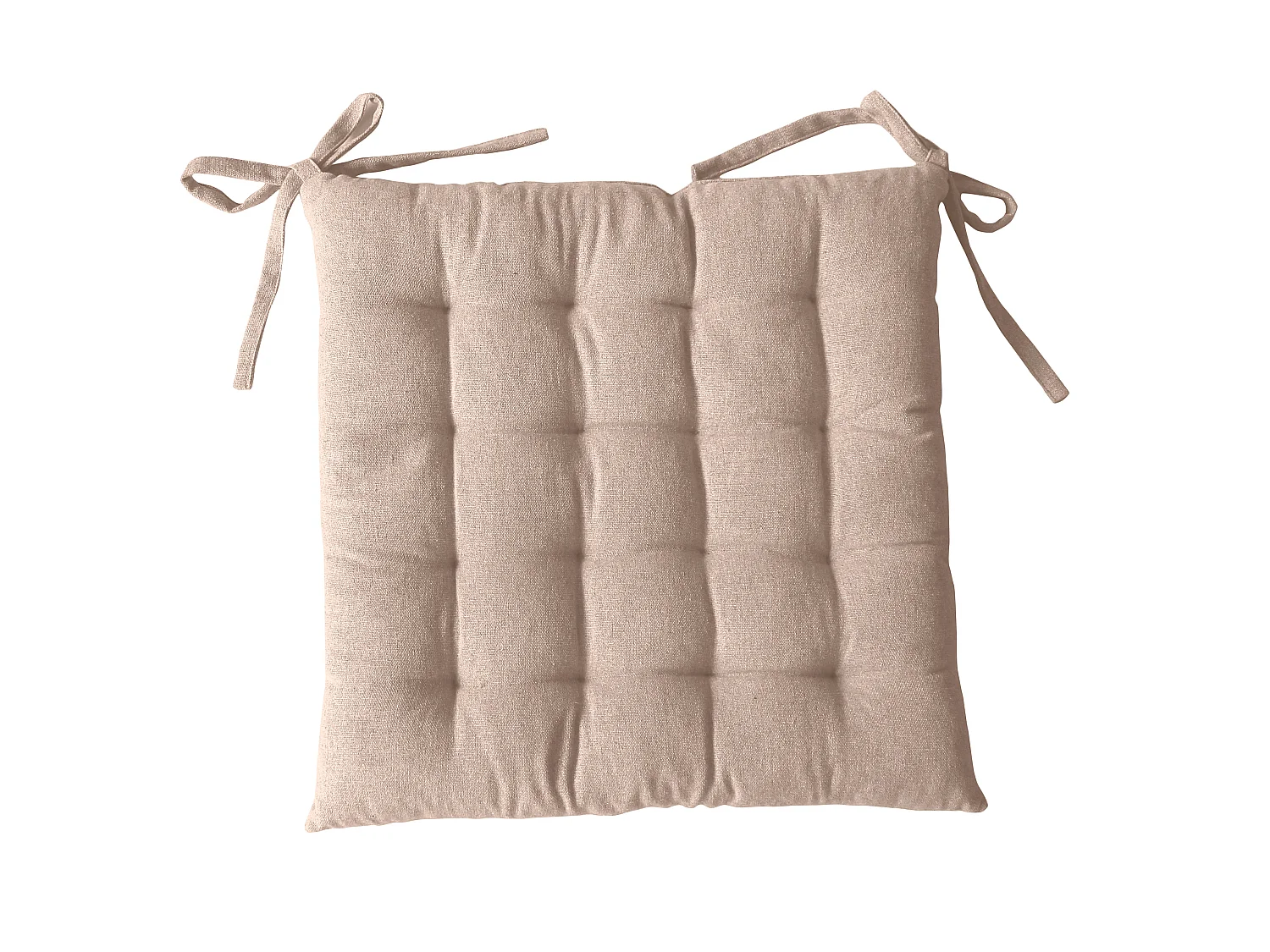 4 vierkante gewatteerde pasteitjes, 38x38cm, zandbeige, met noesten, chambray effect, Dune collectie