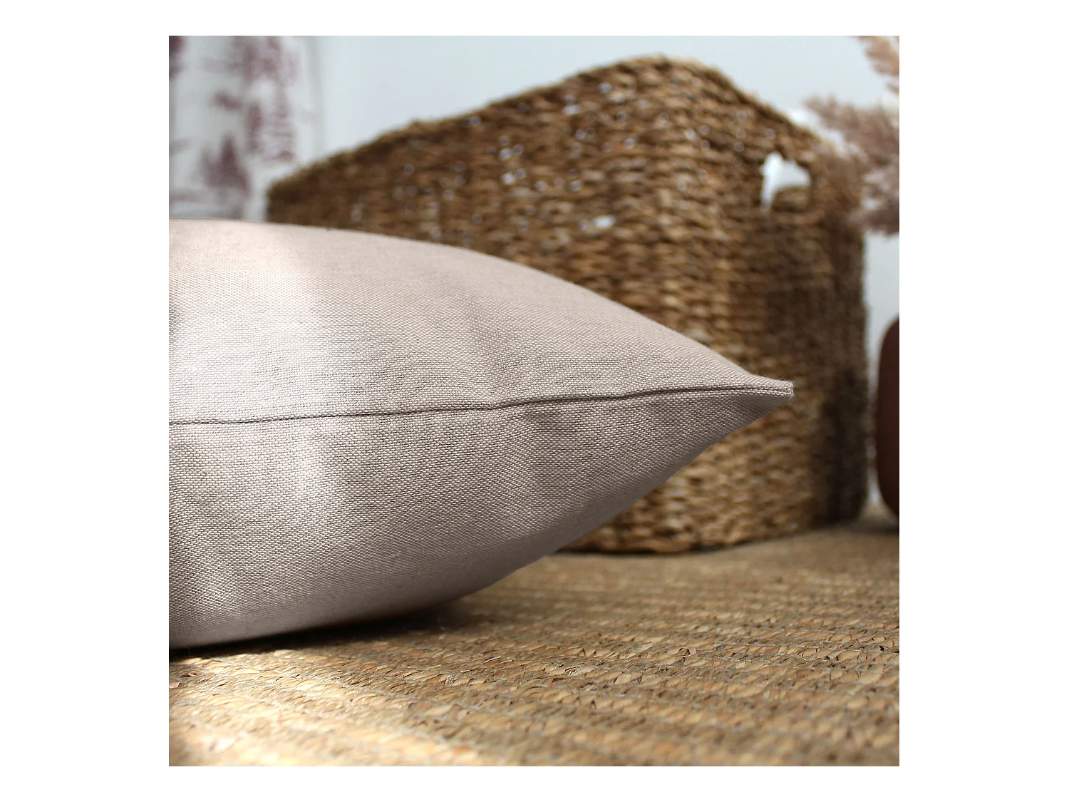 2 coussins carré, déhoussable, sable, aspect chiné, collection Dune